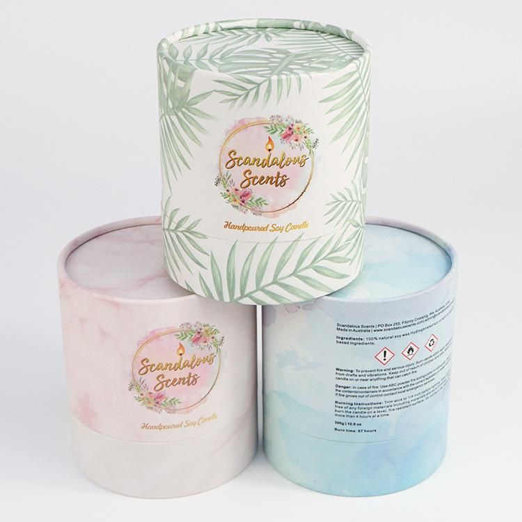 Firstsail High Quality Custom Printed Luxury Packaging Glass Candle Round Box Gift Toy Perfume Bottle Paper Tube Packing