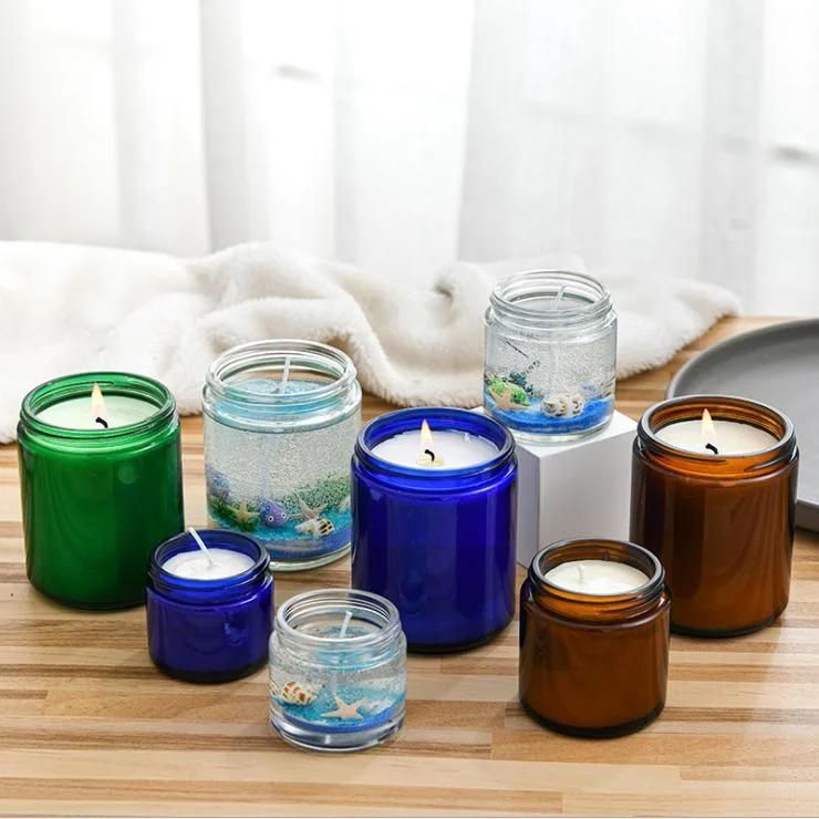 60g 120g 240g Amber/Transparent/Blue/Green Glass Jar Candle Cup Fragrance Cup