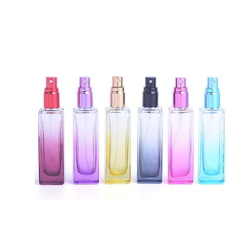 Colorful in Stock Empty Pefume Bottles for Sale Square Clear Glass Spray Bottle for Perfumes Fragrance Bottle