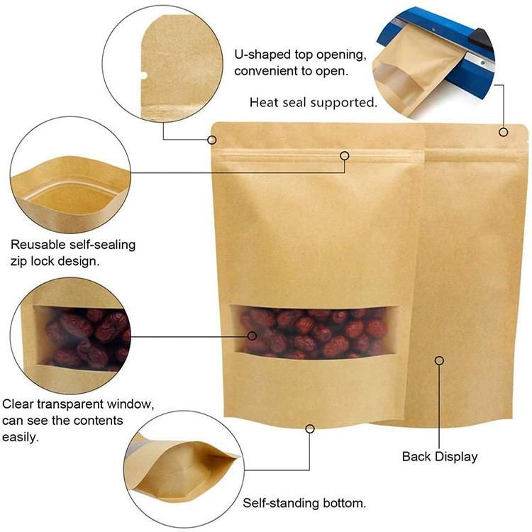 OEM Zipper Packaging Food Stand up Pouch Kraft Paper Bag