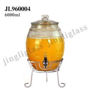 Oval Shaped 6000ml Dispenser Glass Jar with Tap