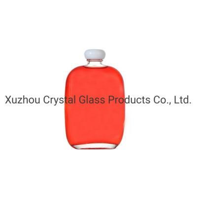 350ml Clear Flat Wine Glass Bottles for Brandy with Screw Top Lids