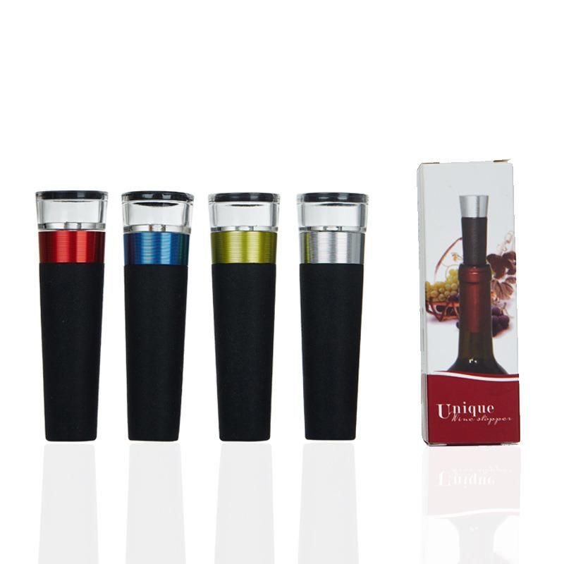 Logo Printed Stainless Steel Vacuum Wine Bottle Stopper Sealed Storage High Quality Plug Liquor Flow Stopper Pour Cap