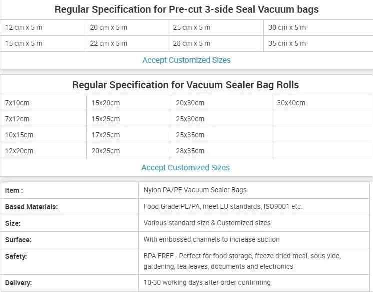Vacuum Sealer Food Bag Food Saver Bag