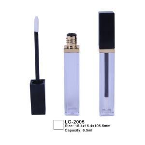 6.5ml Empty Plastic Lipgloss Container Cosmetic Packaging Square Lip Bottle with Brush Applicator