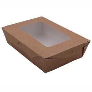 Disposable Food Packaging Lunch Box Container Take Away Kraft Paper Food Box with Window for Food