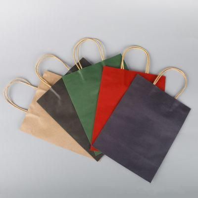Recyclable Kraft Paper Bag with Twisted Rope Handle Reusable Shopping Paper Bags
