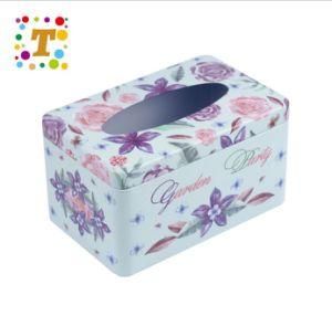 Rectangular Tinplate Box in Fresh Floral Style