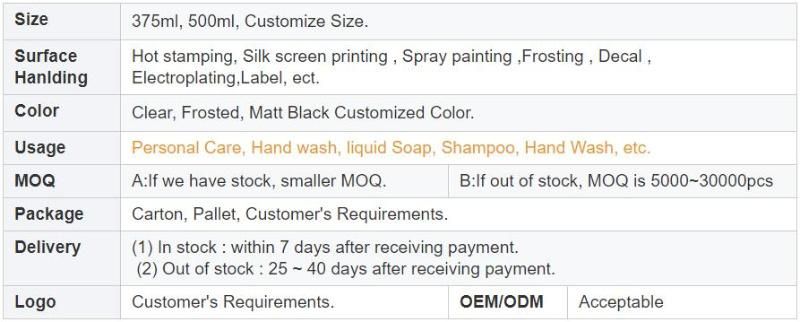 Customized Frosted Matt Black Hand Wash Soap Glass Shampoo Bottle 500ml 16oz with Pump for Hand Sanitizer