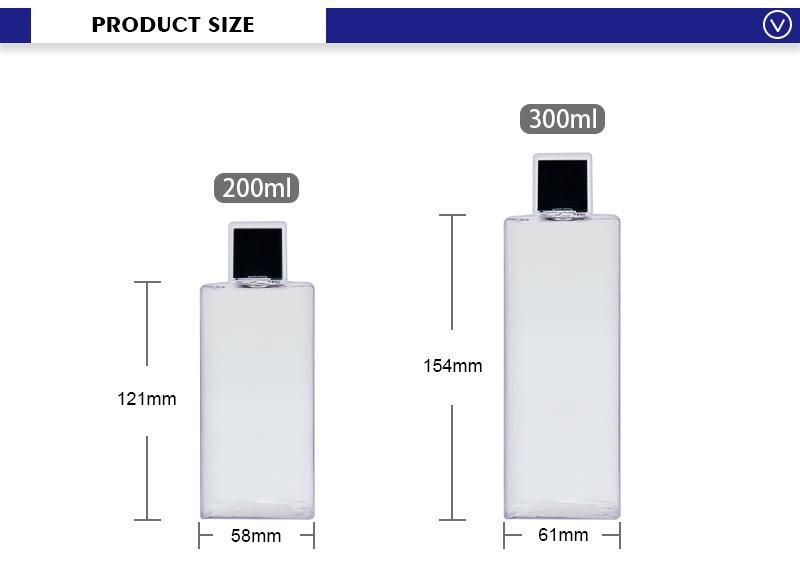 OEM 200ml 300ml Rectangle PETG Clear Custom Square Shampoo Bottles