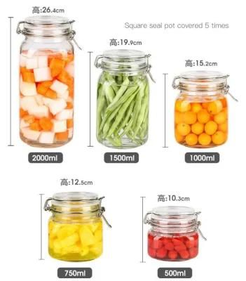 Clear Grain Glass Storage Jar with Clamp Lid Storage Jar with Glass Clip Cap