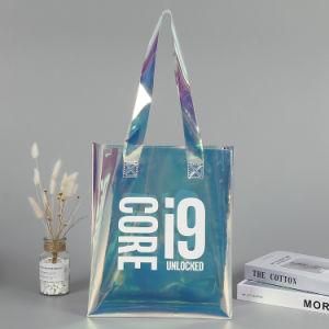 Customized Shopping Bags PVC TPU Durable Transparent Holographic Laser Colorful Tote Bag