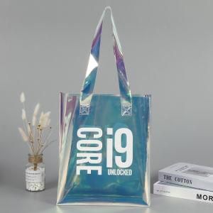 Customized Shopping Bags PVC TPU Durable Transparent Holographic Laser Colorful Tote Bag