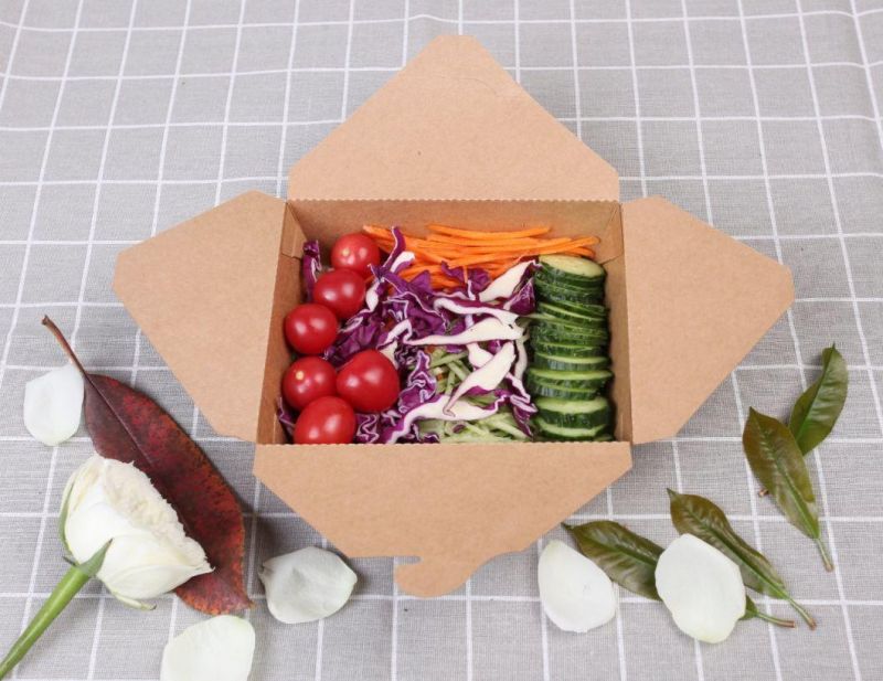 Disposable Biodegradable Chinese Takeaway Kraft Paper Fast Food Container