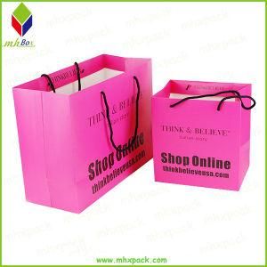 Custom Pink Color Matt Lamination Paper Shopping Bag