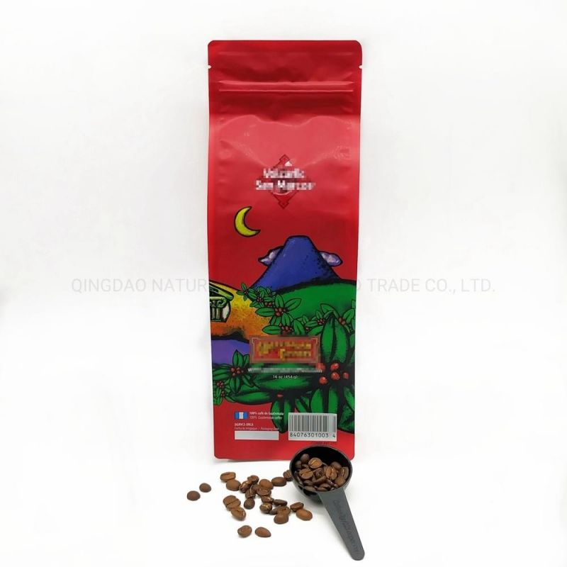 Four Side Seal Coffee Bag with Zipper 350g 400g 454G 1lb 500g Plastic Coffee Bag