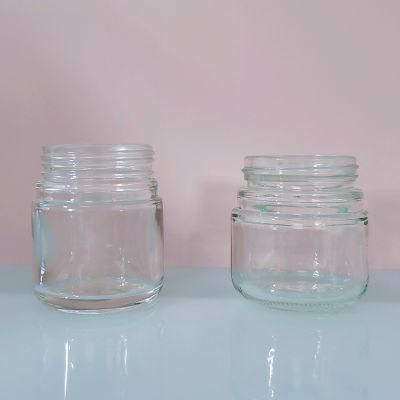 Wholesale 30g 60g Empty Transparent Cosmetic Body Scrub Face Cream Glass Jar with Child Tamper-Proof Lids