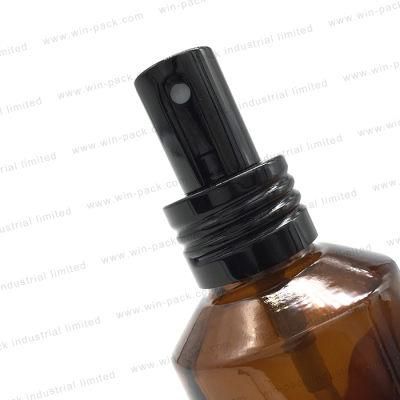 30ml 60ml 100ml 120ml 20ml Amber Slant Shoulder Glass Bottle with Aluminum Lotion Pump