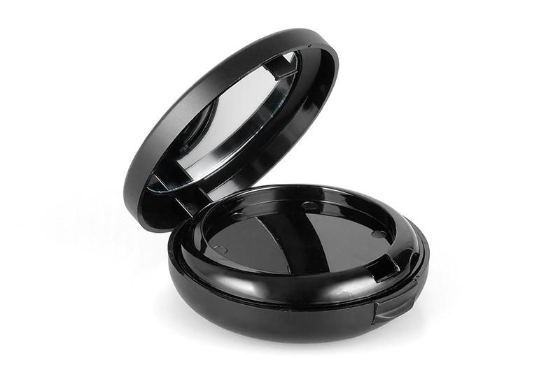 59mm Pan Elegant Black Matt Compact Powder Case with a Mirror Face Powder Packaging Black Makeup Compact Case with 2 Tiers