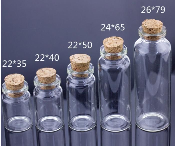 2ml/3ml/5ml/10ml/15ml/20m/50ml Glass Bottle Small Tiny Empty Clear Vials with Cork