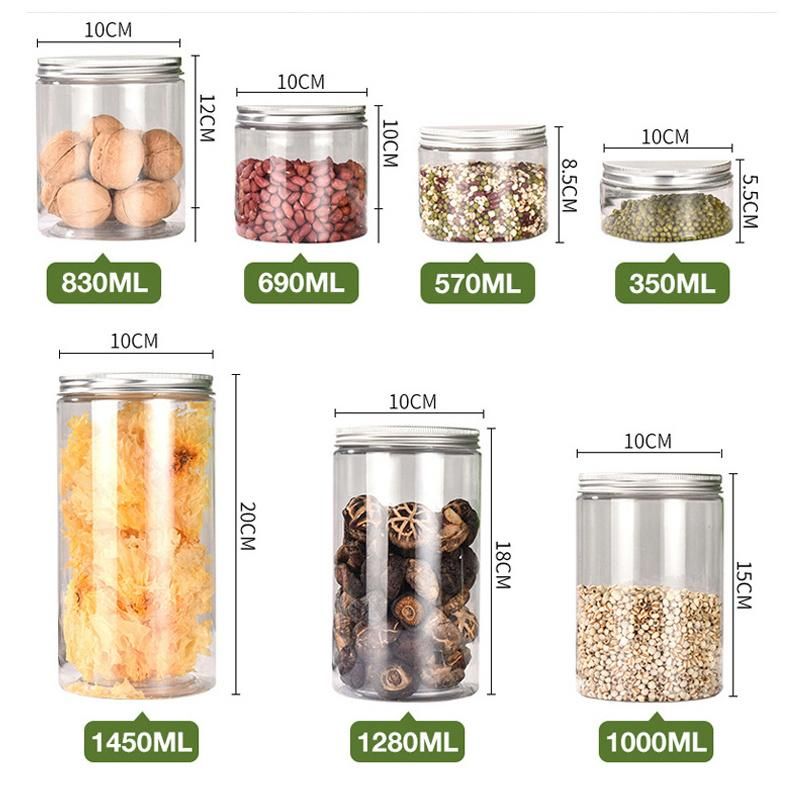 Round Shape Plastic Jar Clear Food Storage Transparent Plastic Can