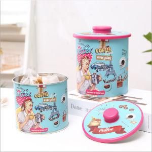 Hot Selling Empty Round Metal Tin Can Modern Style Stock Printing Storage Box