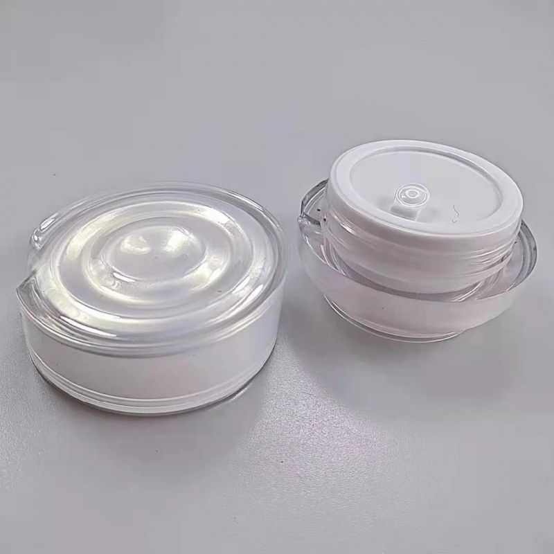 30g 50g Wholesale White Acrylic Round Cosmetic Cream Jar with Wave Lid for Skin Care