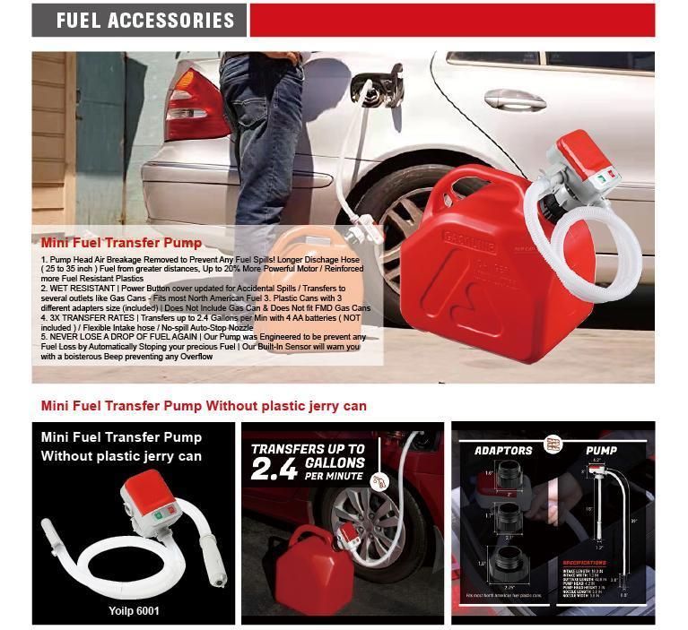 20L Portable Gasoline Tank Plastic Jerry Can with Battery Fuel Transfer Pump HDPE Fuel Tank on Site Refueling