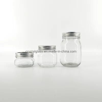 4oz 8oz 16oz Round Container of Transparent Mason Jar with Two Part Lid Jam Jar Pickles Jar Super Sealed