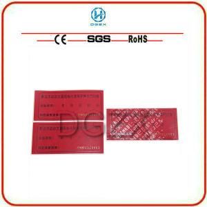 Security Red Label/Red Non-Transfer Sticker Label/Tamper Evident Void Labels