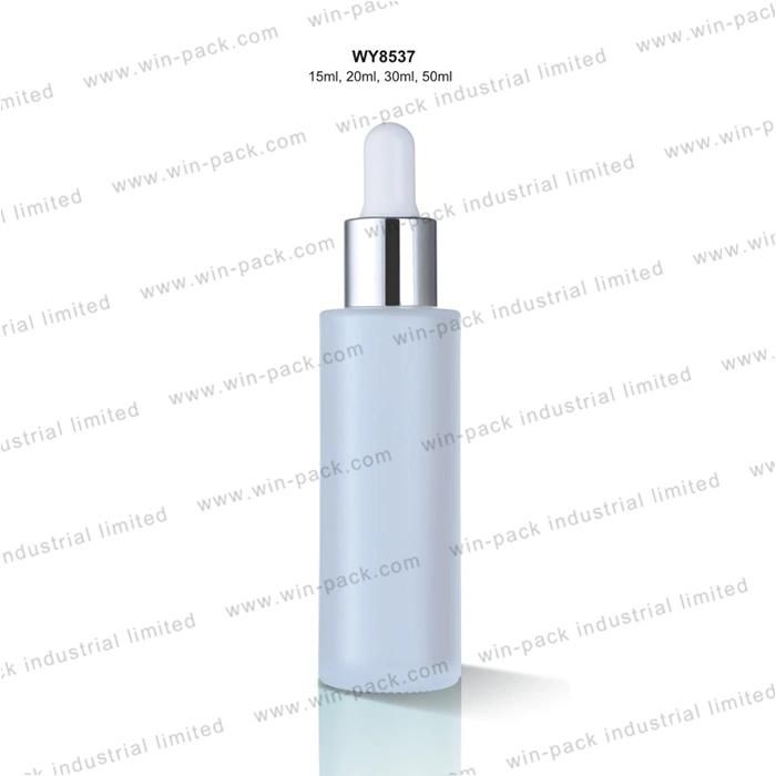 Winpack Cosmetic Glass Frosting Dropper Packaging Bottles with Rubber Head 20ml Flat Shoulder Cylinder Glass Dropper Bottle for Persume Essential Oil Hot Sale