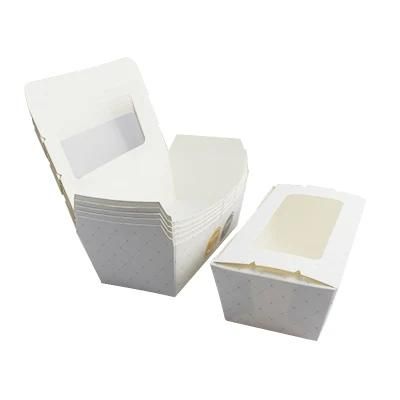 100% Biodegradable Food Grade White Paper Cardboard Custom Printed Cake/Donut Packaging Paper Box