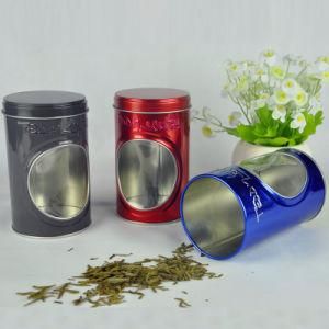 Food Grade Round Cookie Can/Biscuit Tin with Window/Round Tin Packing