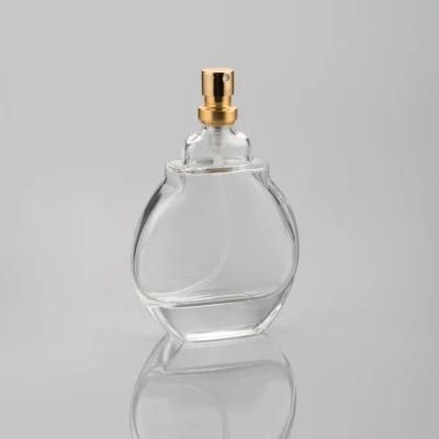 Clear 50ml Empty Glass Perfume Bottle with Gold Aluminium Cap