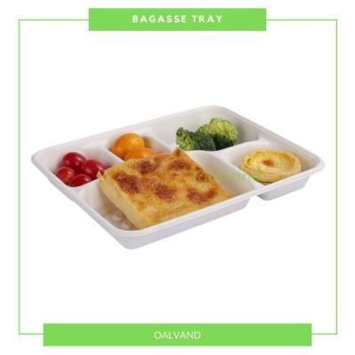 5-Compartment Biodegradable Freezer Safe Sugarcane Bagasse Takeaway Food Tray (Plastic Free)