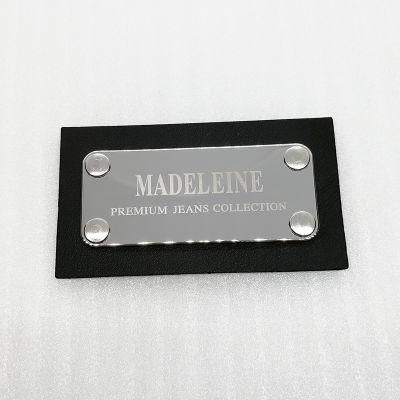 Knurling Metal Plate Metal Label Luggage Leather Tag