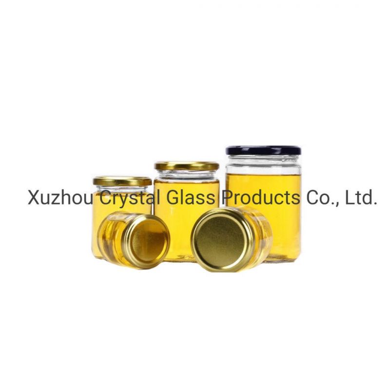 Wholesale Cheap Round Food Storage Empty Honey Bee Glass Jar for Canning with Metal Lid
