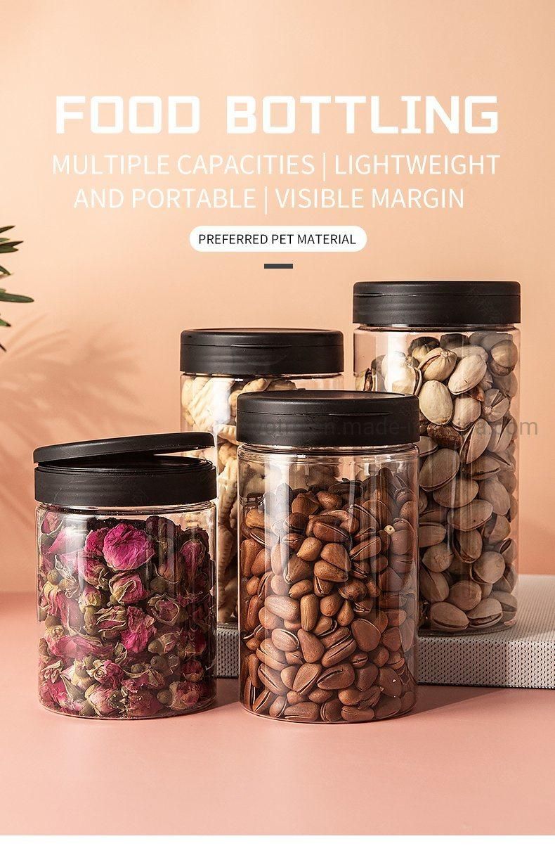 500ml Food Packagingtransparent Plastic Storage Jar Large Volume Wide Mouth Plastic Bottles