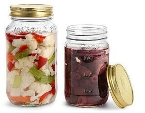 Clear Glass, Metal Cap. Vegetable Storage Container