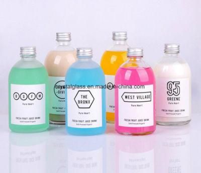 Empty OEM 12oz Glass Juice Bottle 500ml with Customize Printing