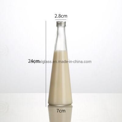Conical Ice Tea Glass Beverage Bottles with Aluminum Lids