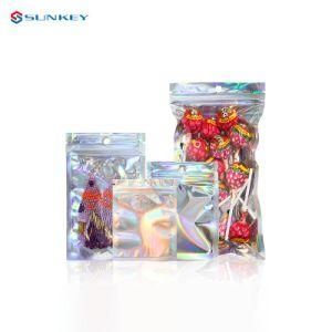 Custom Foil Holographic Resealable Plastic Bags Cookies Packaging Candy Jewelry Mylar Ziplock Bags