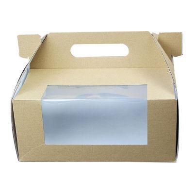 Custom Disposable Recyclable Cake Food Packing Corrugated Cardboard Paper Box with Foldable and Transparent Window
