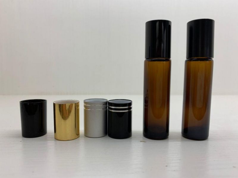 Stainless Steel Metal Roller Bottle for Perfume Aromatherapy 10ml Empty Amber Glass Essential Oil Roll on Bottle