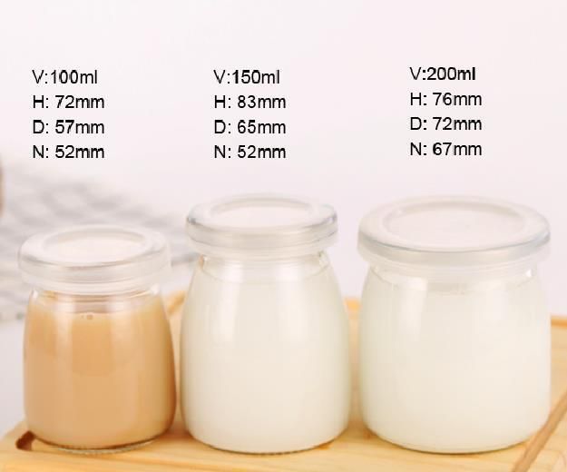 150ml 200ml Milk Pudding Yogurt Glass Jars with Lid