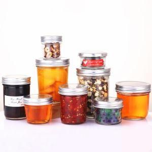 Wide Mouth Empty Clear 100ml 200ml 250ml 300ml 400ml 500ml 650ml Hot Sauce Caviar Honey Jam Jelly Glass Jar with Tinplate Lid