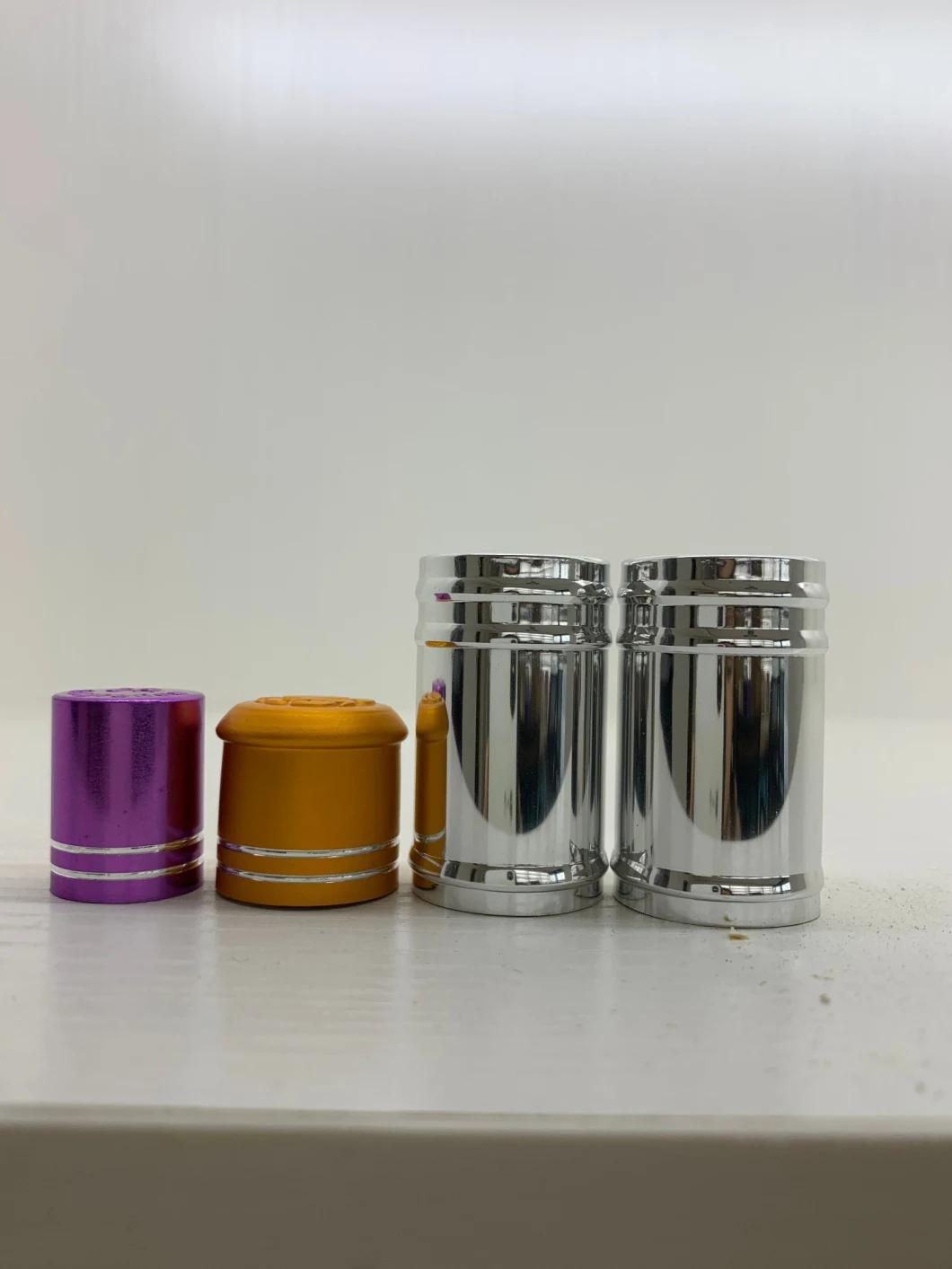 Aluminum Top Lid Cap Cover with Thread Logo Trade Mark Printed for Roller Glass Bottle