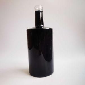 Custom Black Color Painting 750ml Color Sparying Spirits Alcohol Glass Bottle