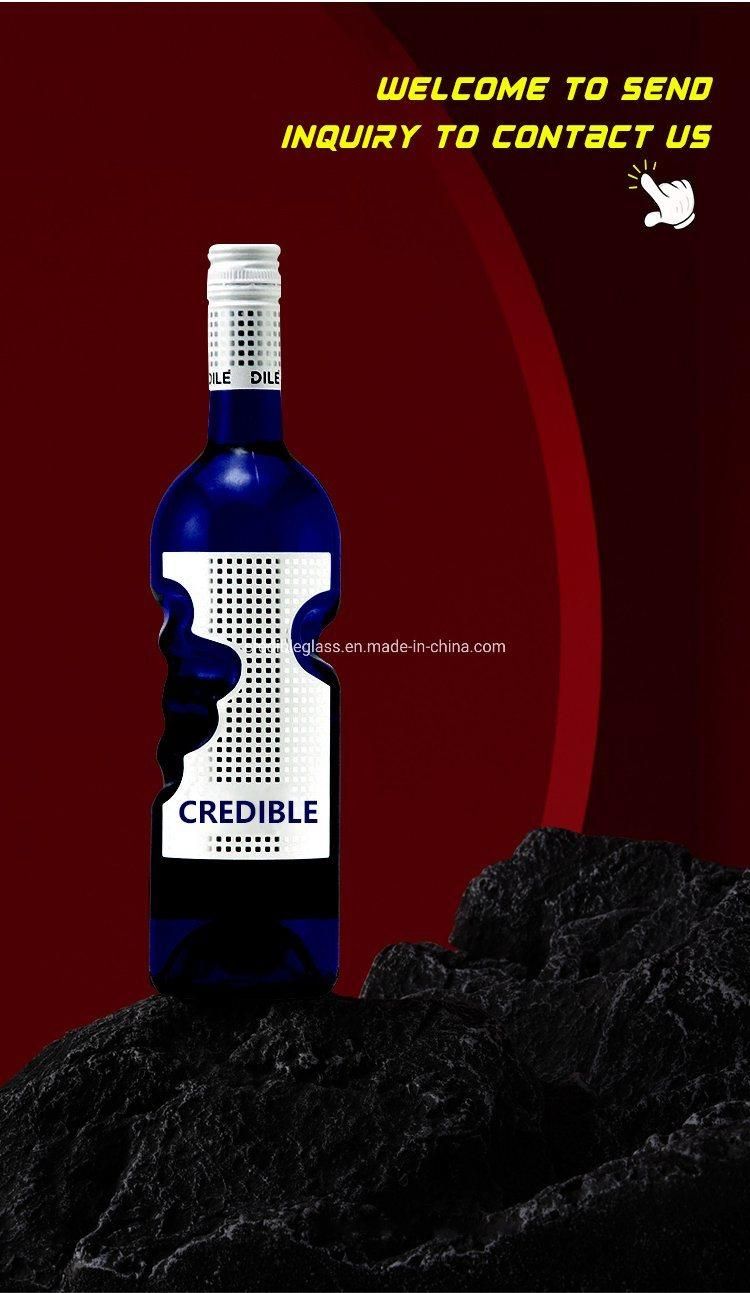 Credible New Design Factory Wholesale Custoized Design 750ml Clear Empty Champange Gin Whiskey Beverage Liquro Bramdy Vodka Wine Glass Bottle