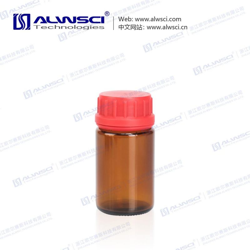 Alwsci Lab Use DIN-28 Tamper-Evident Screw 15ml Amber Storage Bottle for Chromatography